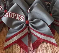 Nœud de cheerleading personnalisé rouge, noir et or à paillettes en gros-grain pour enfants - Idéal pour les fêtes, les compétitions, la danse, les équipes de cheerleading, nœud pour cheveux, emballage carton