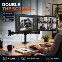 Support d'écran de bureau ergonomique à double bras réglable en hauteur de 260 mm pour poste de travail d'entreprise et gaming, noir