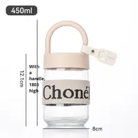 Petite et fraîche bouteille d'eau portable en verre isolée et résistante à la chaleur, adaptée aux bureaux ou aux cadeaux