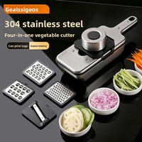 Nouvel ensemble manuel transfrontalier de 4 pièces en acier inoxydable 304, coupe-légumes multifonctionnel, râpe à pommes de terre, trancheuse, compatible lave-vaisselle