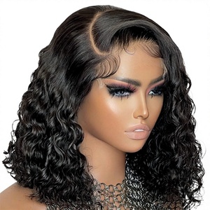 Perruques Courtes Bob Frisées Kinky en Cheveux Naturels Vietnamiens Bruts, Perruques Frontales Sans Colle en Dentelle, Cheveux Humains Naturels pour Femmes Noires - Product Image 1