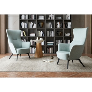 Fauteuil de salon moderne à dossier haut en cuir ou en tissu, fauteuil de détente de luxe - Product Image 1