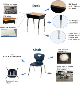 Conjuntos de Muebles Escolares Metálicos de Diseño Americano, Escritorio Doble y Silla, Mesa para Estudiantes de Primaria - Product Image 2