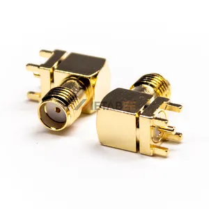 SMA Female Jack Right Angle 90 Degree PCB Mount RF Connector Gold Nickel Plated Male Socket with Steel Brass Body