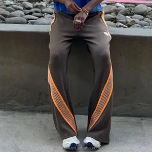 Pantaloni a gamba larga con pantaloni da jogging a righe con vernice a righe pantaloni della tuta con zip dritti pantaloni della tuta da uomo