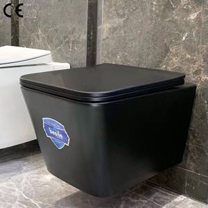 Cuvette de toilette murale de bonne qualité en porcelaine CE de couleur noire mate réservoir d'eau inodoro salle de bain suspendue en céramique cuvette de toilette suspendue - Product Image 3