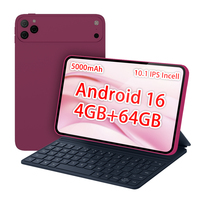 Tablet 18 Pro Max Color Rojo Vino Intenso, 4GB+64GB, Allwinner, Pantalla IPS de 1280*800, Wifi 5G, Tablet PC de 10.1 Pulgadas, Android 16