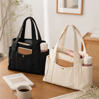 Sac de courses en toile écologique imprimé avec logo personnalisé, plusieurs poches, sacs fourre-tout en coton uni pour femmes, sacs d'épicerie à bandoulière