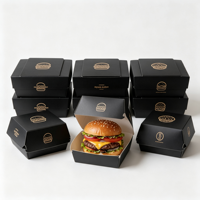 Boîte à hamburger personnalisée avec logo, en carton blanc biodégradable, emballage jetable pour les restaurants de restauration rapide, vente en gros