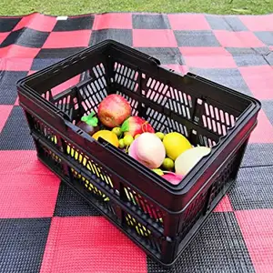 हैंडल के साथ तह खरीदारी की टोकरी उपयोगिता कंटेनर आयोजक बक्से डिब्बे खाद्य फल प्लास्टिक बंधनेवाला भंडारण