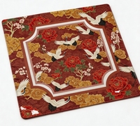 Tapis de Mahjong pliable de luxe style chinois rouge et or pour 4 joueurs, antidérapant en caoutchouc, carré