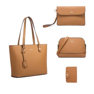 Bolso con remache informal Distribuidores Espejo Calidad Nombre Marca Monederos y bolsos de mujer 4PCs Tote Bag Set