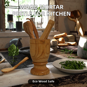 Mortero y Pilón de Madera al por Mayor para Cocina, Utensilio para Especias, Vajilla Decorativa, Tamaño Personalizado, Apto para Horno - Product Image 2