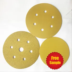 Duitse Productie Lijn Haak En Lus Of Psa Backing P60 - P800 5 Inch Gouden Kleur Schurende Schuurpapier Discs schuurpapier Disc