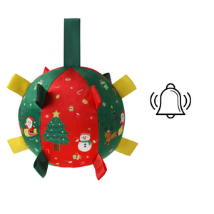 Juicepet New Christmas Pet Squeaky Toy Built-In Bell Solid Pattern <b>Dog</b> Interactive Cotton Plush Ball Indoor Cartoon Toy - Product Image 6