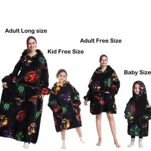 Warm Thick <strong>Oversized</strong> Wearable <strong>Blanket</strong> <strong>Hoodie</strong> for Winter Giant Polyester <strong>Blanket</strong> with Sleeves Cartoon Animal Print - Product Image 2