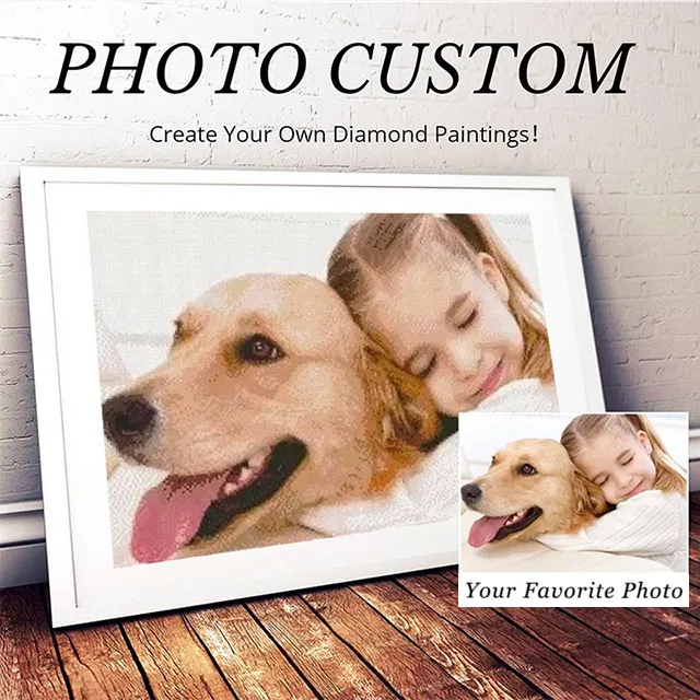 5D Custom Diamond Painting, DIY Personalized Diamond Art Photo Custom Your Own Picture, Paint by Numbers for Adults