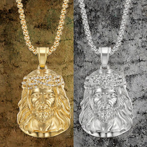 طقم قلادة عنق ماسية قلادة رقص ذاتية الصنع من الفولاذ المقاوم للصدأ خطاف عظمي سمك ذهبي 50 جرام من العارضين قلادات مزيفة للرجال عصرية - Product Image 2