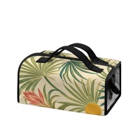 Sac de voyage cosmétique à suspendre en polyester avec imprimé feuille de palmier hawaïenne, marque privée, pour rangement de maquillage