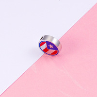 10mm bricolage bijoux personnalisés résultats accessoires faisant en acier inoxydable émaillé Porto Rico drapeau breloques pendentif entretoise perles