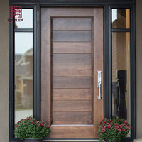 Portes de sécurité en bois massif WANJIA Villa, simple ou double entrée, portes d'entrée en bois modernes pour maison