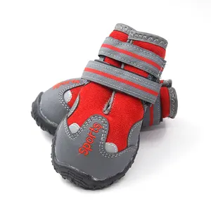 Best-selling PU medium large dog boots sport dog shoes winter pet shoes for dogs with fleece