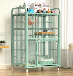 Jaula Metálica Multinivel Verde para Gatos con Ruedas y Espacio de Almacenamiento en la Parte Superior, Villa Interior para Gatos - Product Image 6