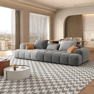 Bắc Âu hiện đại Kích thước đơn giản phòng khách Vuông Kem mờ nhung sofa cắt