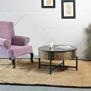 DB T1216C Table basse Vintage rustique Table à thé en teck et métal Durable Design européen pour meubles de salon de bureau à domicile - Product Image 5