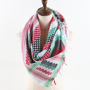 <span class=keywords><strong>Foulard</strong></span> Keffiyeh palestinien en polyester coloré, motif géométrique brodé, pour homme, toutes saisons, style Yémen Dubaï, vente en gros - Product Image 1