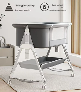 Lit de bébé multifonctionnel au design moderne, berceau portable <span class=keywords><strong>pour</strong></span> nouveau-né, lit Queen en bois grainé, idéal <span class=keywords><strong>pour</strong></span> chambre, extérieur et hôpital - Product Image 3