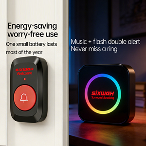 Campanello Wireless RF433 SIXWGH con Incisione Laser Personalizzata, Portata 150m, 63/4 Suonerie + Modalità Silenziosa, Alimentato <span class=keywords><strong>a</strong></span> Batteria per Casa/Villa - Product Image 5