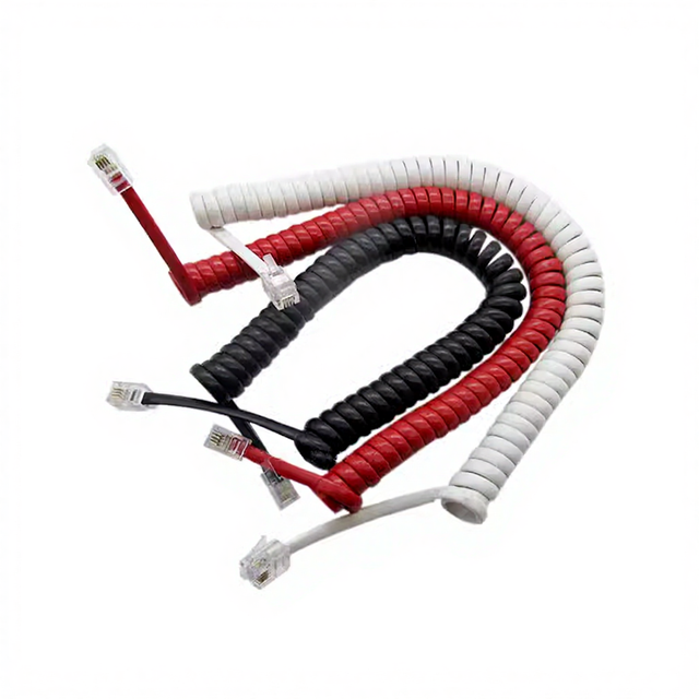 RJ9 RJ10 RJ11 RJ12 4P4C 6P6C Telephone Handset Spiral Cable Doorbell Coiled Spring Flat Wire