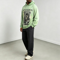 Sweat-shirt pour homme style Y2K hiver, double couche, effet vieilli, délavé à l'acide, vintage, 460G, avec strass, streetwear personnalisé
