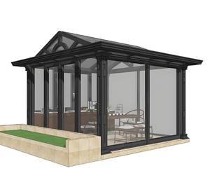 <span class=keywords><strong>Serre</strong></span> moderne en aluminium pour extérieur, toit plat, véranda, véranda avec verre trempé pour villas, hôtels et cours - Product Image 1