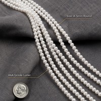 Perles d'eau douce naturelles blanches immaculées, rondes de 4-5 mm, qualité 5A, brin semi-finie pour la fabrication de bijoux DIY