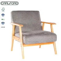 Fauteuil d'appoint moderne CARLFORD, fauteuil de salon avec structure en bois, fauteuil de détente rembourré en tissu pour salon