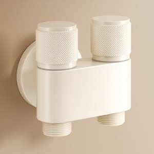 Robinet de machine à laver couleur crème, répartiteur à une entrée et deux sorties, vanne à double commande pour lave-linge - Product Image 2
