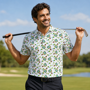 Wholesale Green Men's Cocktail Print <b>Golf</b> Polo <b>Shirt</b> <b>Funny</b> Novelty Pattern Quick Dry Moisture Wicking Short Sleeve Sportswear - Product Image 1
