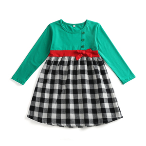 Wholesale autumn Casual Blank plaid Long Sleeve O-Neck Cotton high-quality christmas Embroidery <strong>tartan</strong> <strong>Baby</strong> Girl <strong>Dresses</strong> - Product Image 4