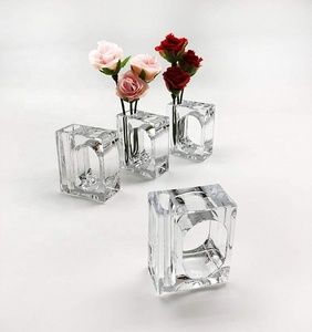 2025 Top Seller New Wedding Rings Flower Bud Vase Design Clear Acrylic Lucite 2in1 Napkin Rings - Product Image 5