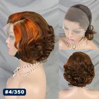 Perruques cheveux humains bouclés et rebondissants naturels Perruque courte coupe lutin Perruque frontale en dentelle transparente 13x4 pour femmes noires préplumées