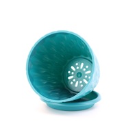 WEI CHENG XING Terlaris Tersedia 4in/6in Set Pot Bunga Motif Riak Air Tebal dengan Alas Warna Solid Gaya Nordik Sederhana