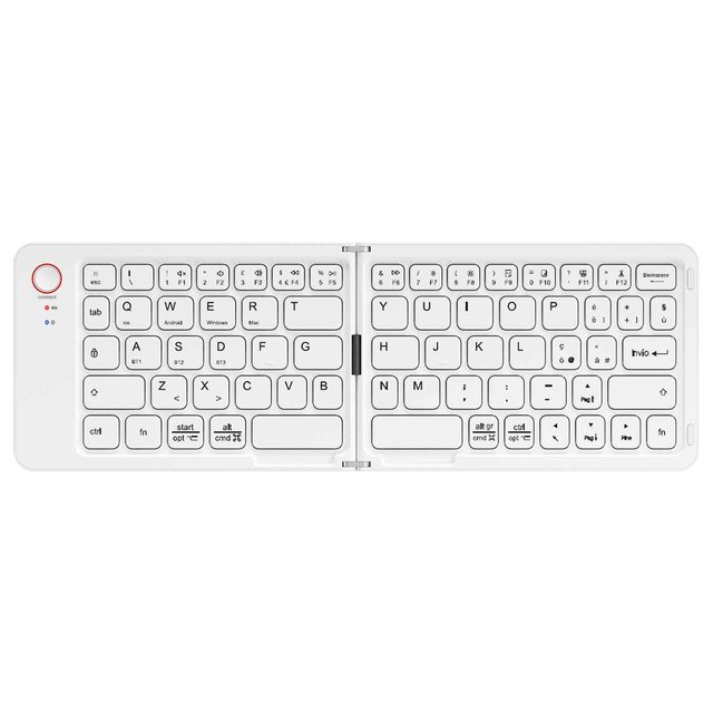 New White Plastic Wireless for Keyboard with QWERTY Layout Folding Design Membrane Operation