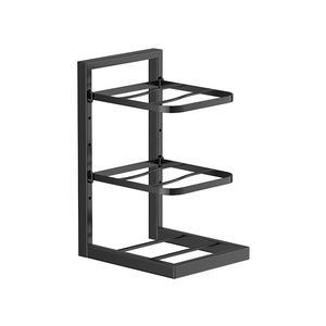 Porte-casseroles multicouches Support de <span class=keywords><strong>rangement</strong></span> pour comptoir de cuisine Organisateur de casseroles <span class=keywords><strong>sous</strong></span> l'évier Étagère noire amovible - Product Image 1