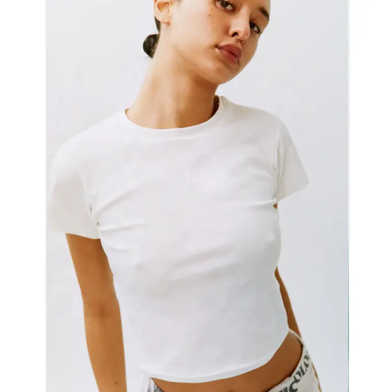 2023 Summer Baby Tee Y2k Crop tops Tee Shirt Sexy Thin Blank shirt For Woman 100% Cotton Breathable High Quality plain T-shirt