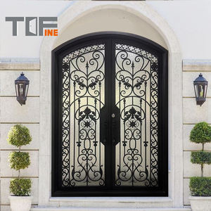Factory Exterior Security Simple Cast <strong>Rustic</strong> Black Wrought Iron Doors Industry in China - Product Image 6