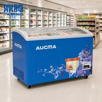 Congélateur coffre à glace à vitrine écoénergétique SD-152 SD-330 SD-576 AUCMA avec couvercle en verre incurvé et refroidissement profond