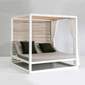 Lit <span class=keywords><strong>de</strong></span> soleil double <span class=keywords><strong>de</strong></span> luxe en aluminium, nouveau style, grand lit <span class=keywords><strong>de</strong></span> plage avec auvent pour <span class=keywords><strong>piscine</strong></span> et jardin - Product Image 4