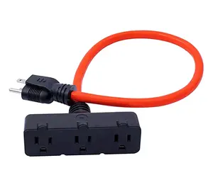 3 Outlet Verlengsnoer 12AWG 2 Voeten Verlengsnoer 125V 15Amp 1875Watt Oranje